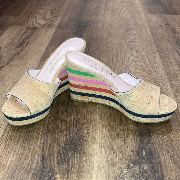 Kate Spade New York Penelope Cork Wedges Shoes Heels Spring Summer Easter Size 9 - Picture 6 of 10